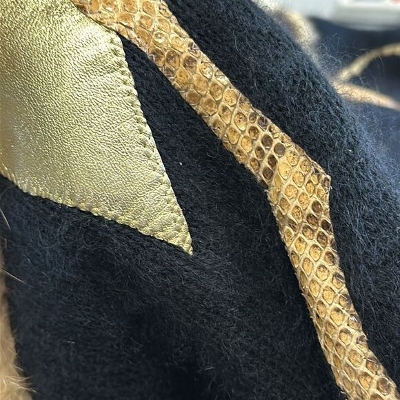 Vintage Wool Fur Sequin Leather Exquisite Pullover Sweater Circa 90s - Picture 16 of 16